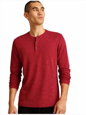 Bonobos Luxe Long Sleeve Henley in Men’s Red Size Slim Fit Large
